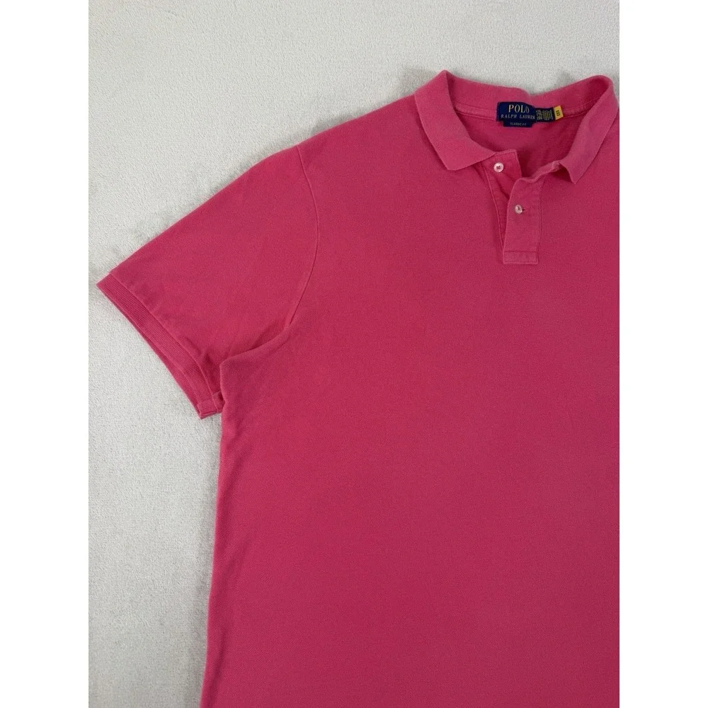 Polo Ralph Lauren Classic Fit Mesh Polo Shirt Hot Pink Men's XXL